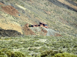 The Teide Cable Car base station, viewed from the rental car on the TF-21 road in the center of the Teide National Park