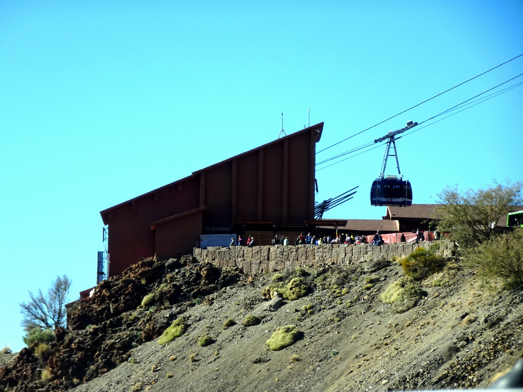 The Teide Cable Car base station, viewed from the rental car on the road to the base station