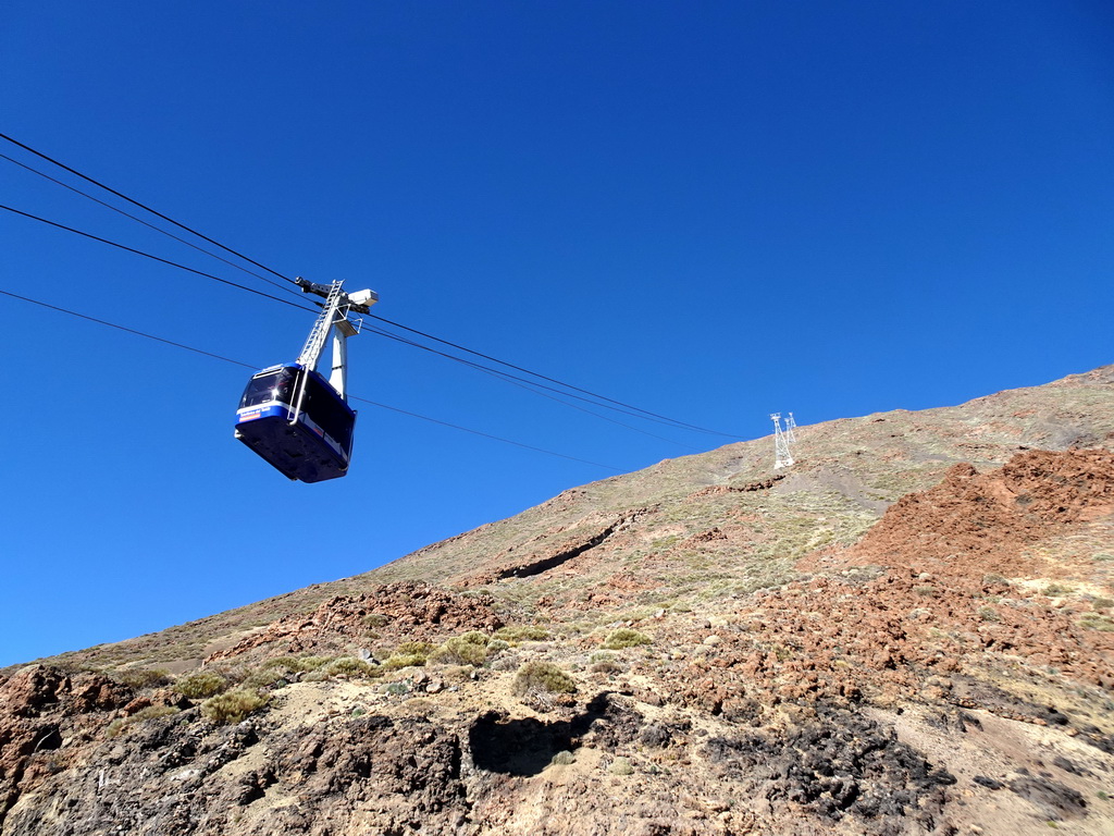 The Teide Cable Car on the southeast side of Mount Teide, viewed from the base station