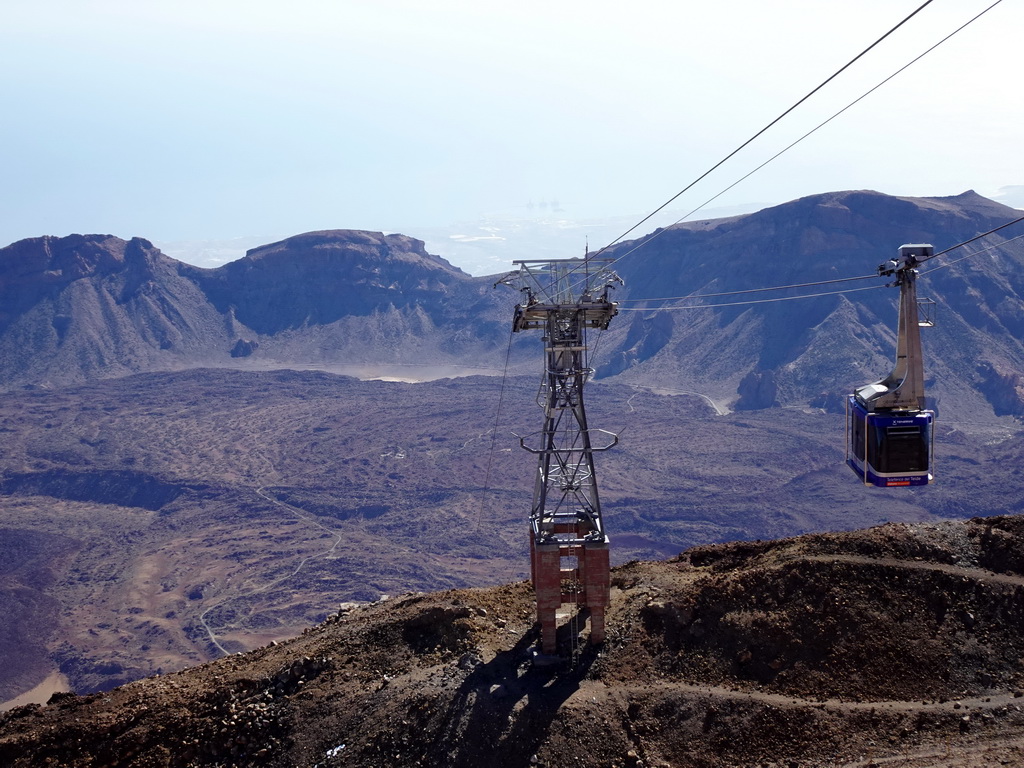 The southeast side of the Cañadas del Teide crater and the Teide Cable Car, viewed from the La Rambleta viewpoint