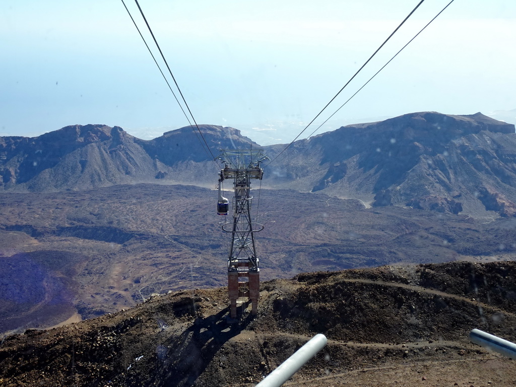 The southeast side of the Cañadas del Teide crater and the Teide Cable Car, viewed from the upper station