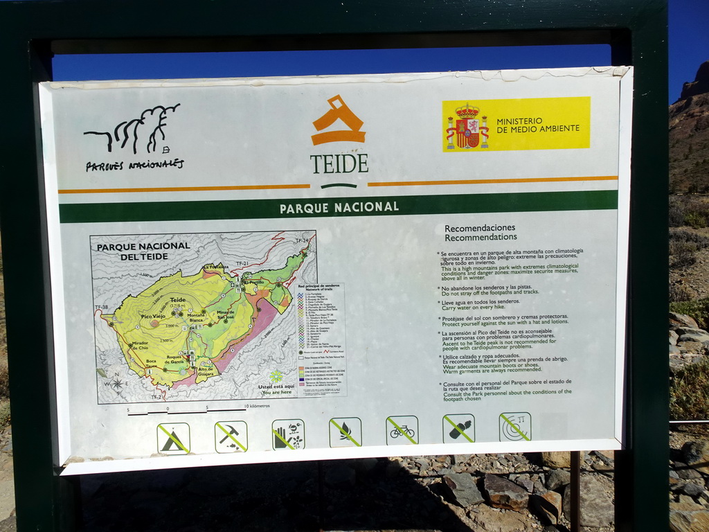 Information on the Teide National Park, at the Boca Tauce viewpoint