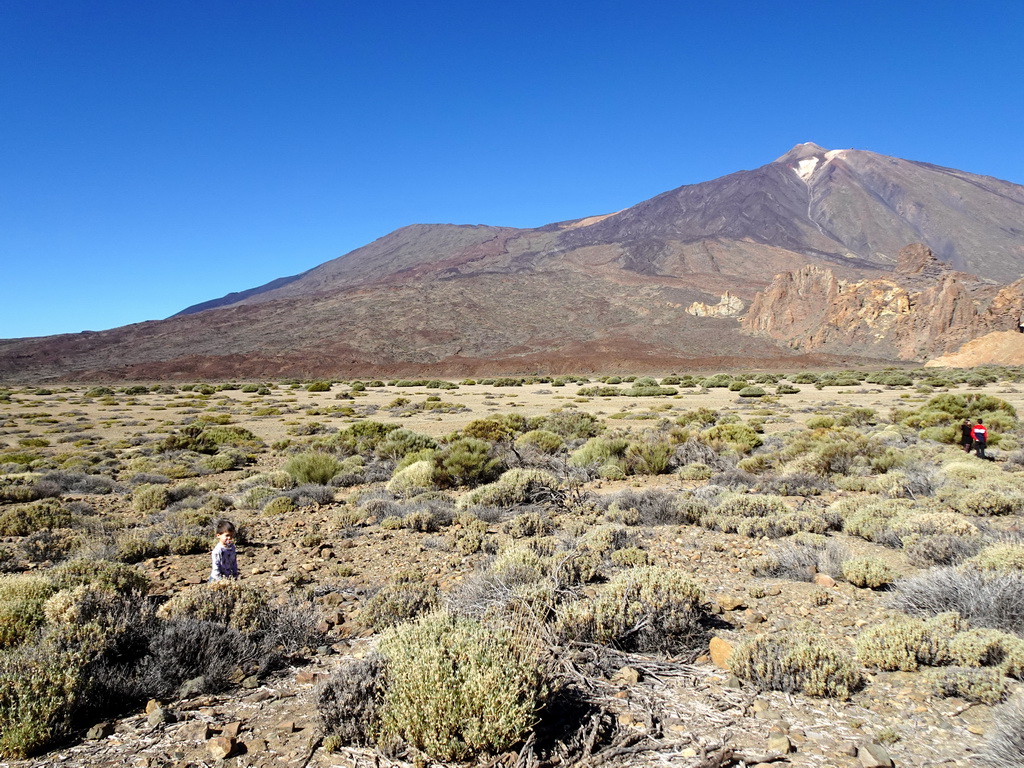 Max at the Boca Tauce viewpoint, with a view on the Pico Vieje peak, Mount Teide and the Roques de García rocks