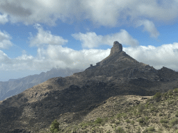 The Roque Nublo rock, viewed from the tour bus on the GC-60 road