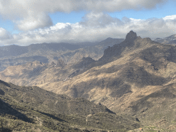 The Roque Nublo rock, viewed from the tour bus on the GC-60 road