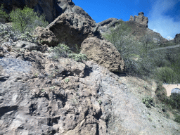 Rocks next to the GC-60 road on the south side of town, viewed from the tour bus