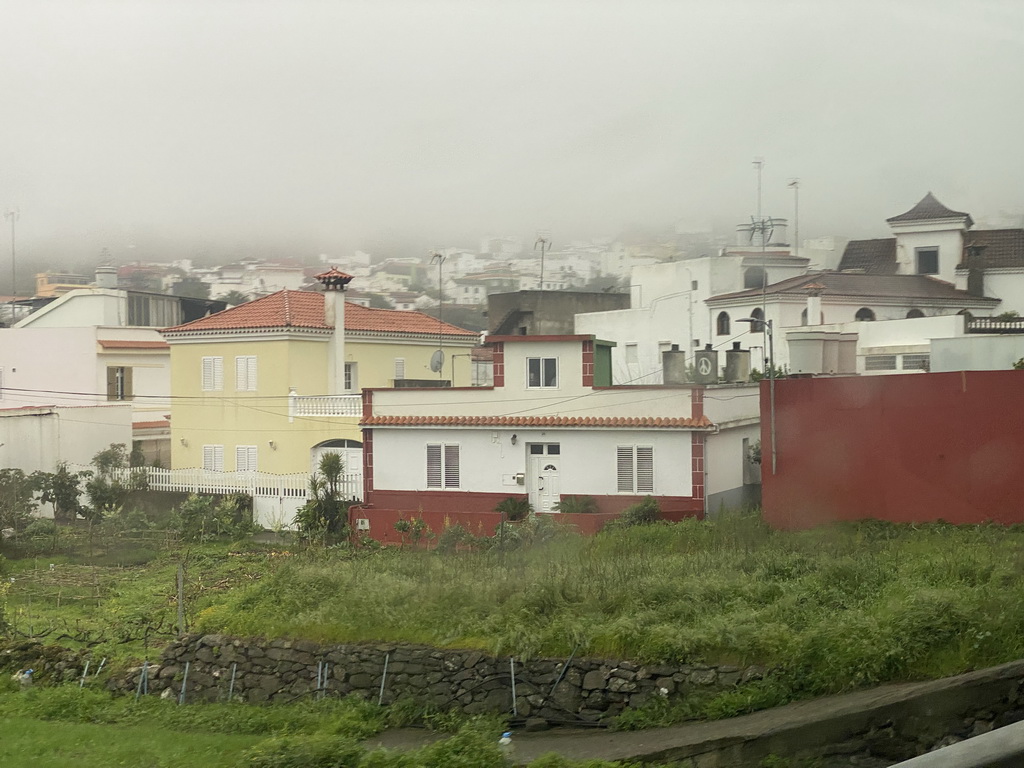 Houses at the town of Lanzarote, viewed from the tour bus on the GC-21 road