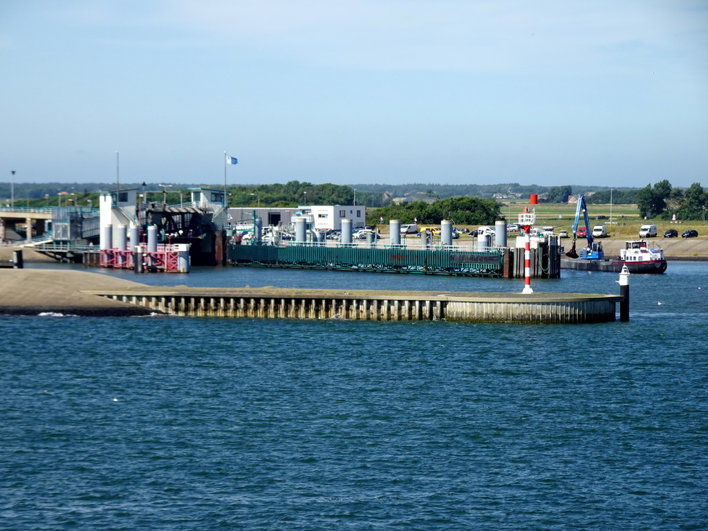 The TESO Ferry Port at `t Horntje, viewed from the deck of the fifth floor of the ferry from Den Helder