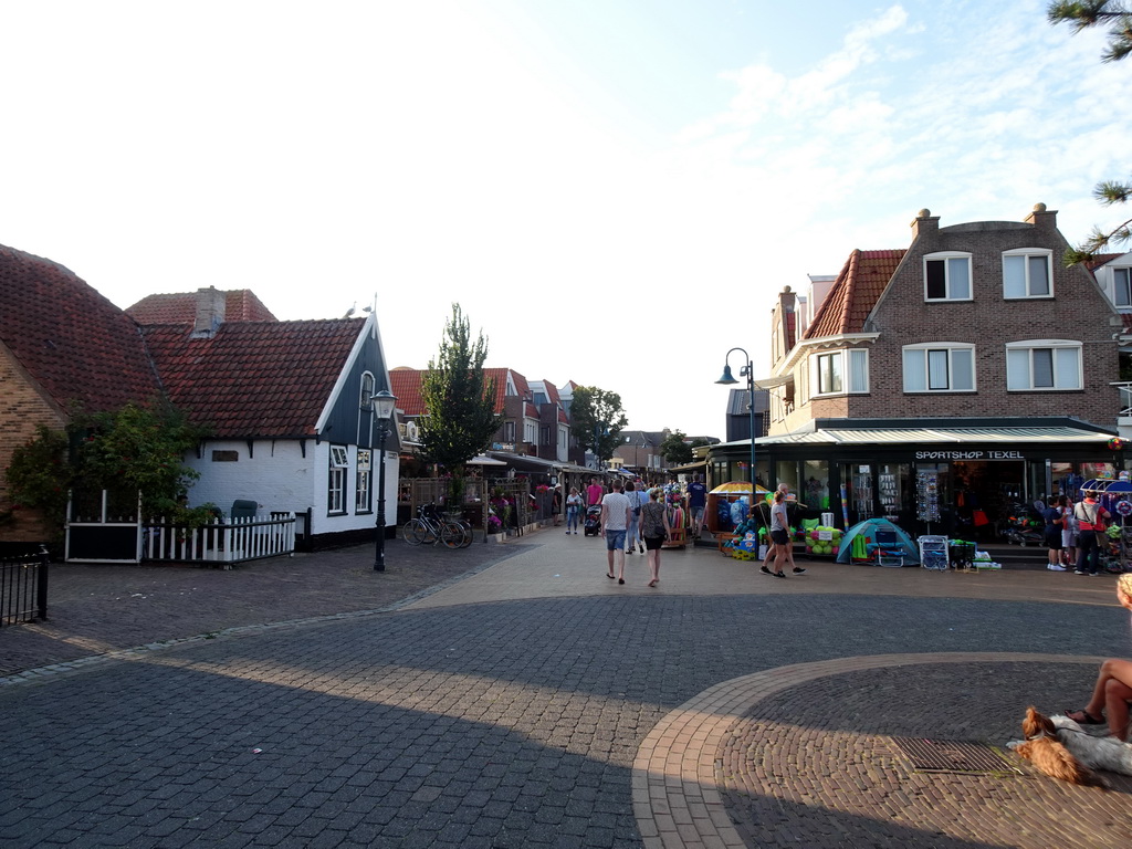 North side of the Dorpsstraat street at De Koog, viewed from the Dorpsplein square