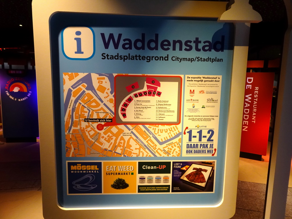 Map of the Waddenstad room at the Ecomare seal sanctuary at De Koog