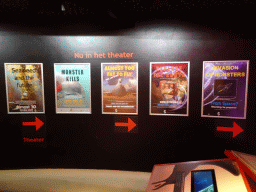 Movie posters at the entrance to the Theatre at the Waddenstad room at the Ecomare seal sanctuary at De Koog