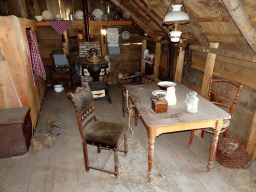 Interior of the Plaggenhut cottage at the Dune Park at the Ecomare seal sanctuary at De Koog