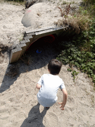 Max at a tunnel at the Dune Park at the Ecomare seal sanctuary at De Koog