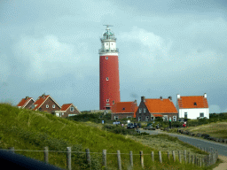 The Stengweg road and the southeast side of the Lighthouse Texel at De Cocksdorp, viewed from the car