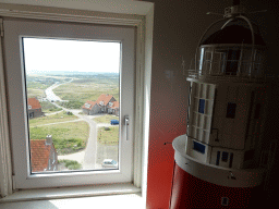 Scale model of the Lighthouse Texel at the third floor of the Lighthouse Texel at De Cocksdorp, with a view on the houses at the southeast side