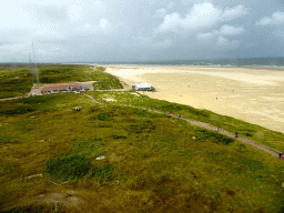 The beach, dunes and the parking lot of the Lighthouse Texel at De Cocksdorp, viewed from the fourth floor