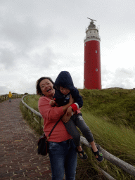 Miaomiao and Max at the southwest side of the Lighthouse Texel at De Cocksdorp