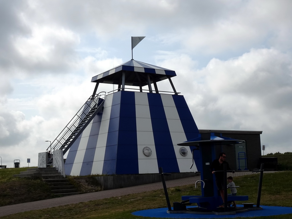 Tower and playground at the Waddenhaven harbour at Oudeschild