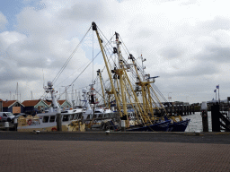 Boats at the Waddenhaven harbour at Oudeschild