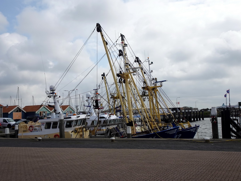 Boats at the Waddenhaven harbour at Oudeschild