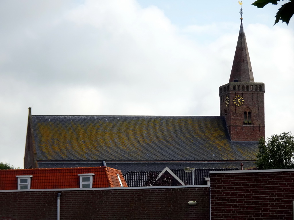 The Burghtkerk church at Oudeschild, viewed from the parking lot at the Waalderstraat street