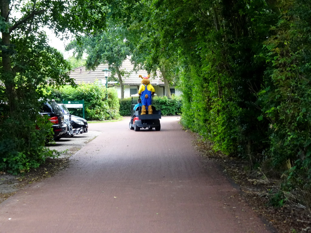 The mascot Koos Konijn on a street at the Roompot Vakanties Kustpark Texel at De Koog