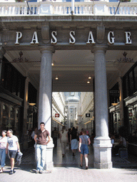 Tim in front of the entrance to the Passage shopping mall at the corner of the Gravenstraat and Kettingstraat streets