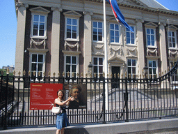 Miaomiao in front of the Mauritshuis museum at the Binnenhof square