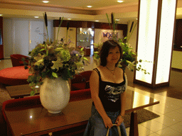 Miaomiao at the lobby of the Dorint Novotel hotel