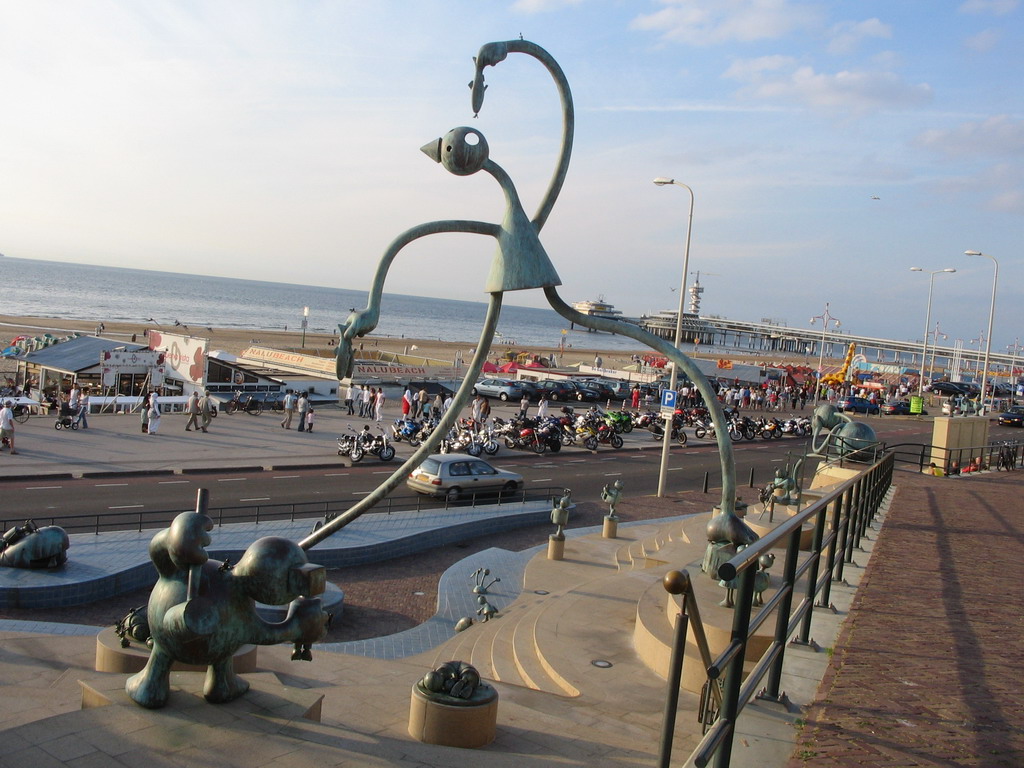 Statues at the Strandweg street and the Pier of Scheveningen