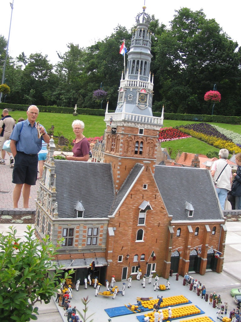 Scale model of the Waaggebouw building and Waagplein square with cheese market of Alkmaar at the Madurodam miniature park