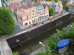 Scale model of buildings at a canal of Amsterdam at the Madurodam miniature park