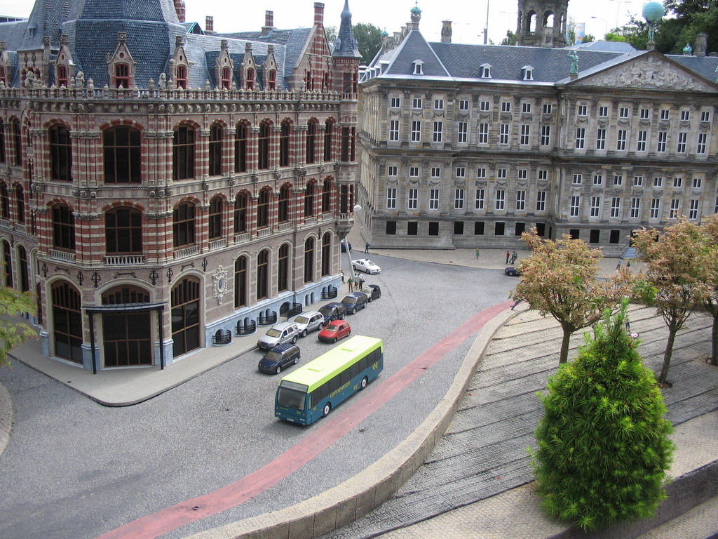 Scale models of the Magna Plaza shopping center and the Royal Palace Amsterdam of Amsterdam at the Madurodam miniature park