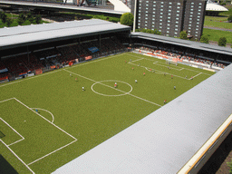 Scale model of a soccer stadium at the Madurodam miniature park