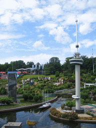 Scale model of the Euromast tower of Rotterdam at the Madurodam miniature park