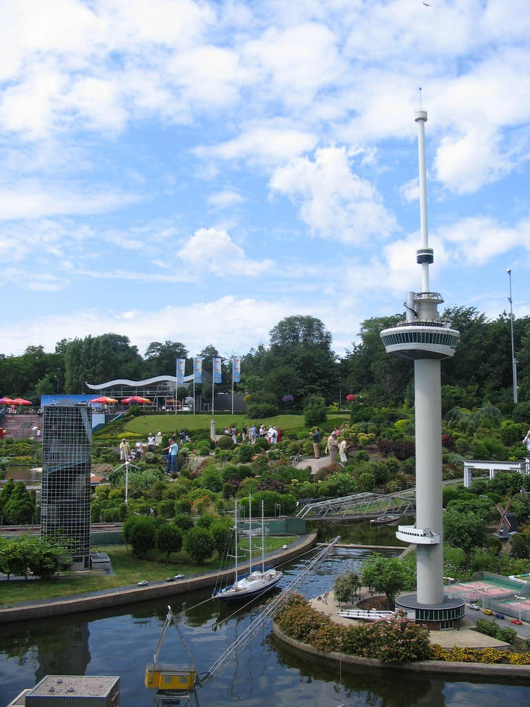 Scale model of the Euromast tower of Rotterdam at the Madurodam miniature park