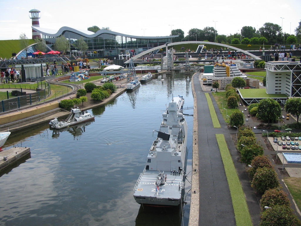 Scale model of a harbour with ships at the Madurodam miniature park