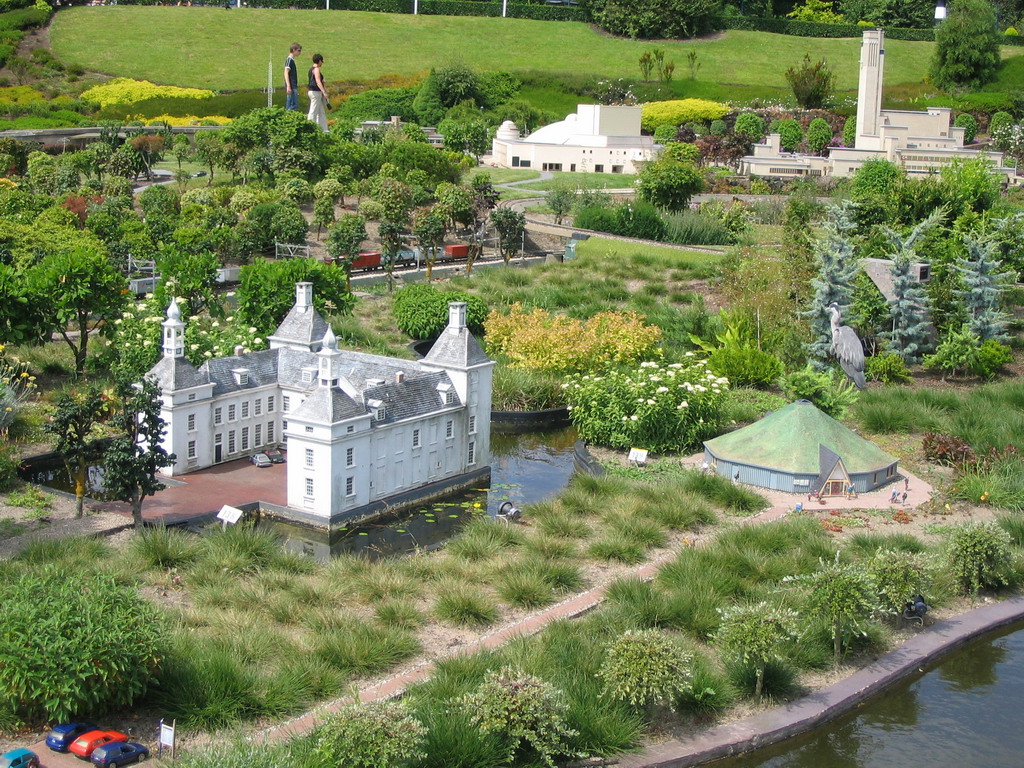 Scale models of the Huis te Warmond building and other buildings at the Madurodam miniature park