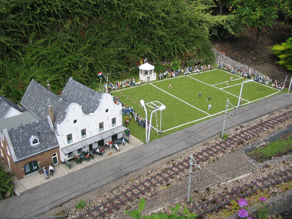 Scale model of a sports field at the Madurodam miniature park