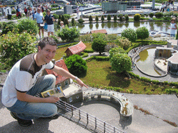 Tim with a scale model of the Diergaarde Blijdorp zoo of Rotterdam at the Madurodam miniature park