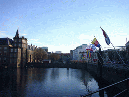 The Hofvijver and the flags of the Provinces