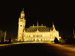 The Peace Palace at the Carnegieplein square, by night