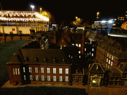 Scale model of the Binnenhof square of The Hague at the Madurodam miniature park, by night