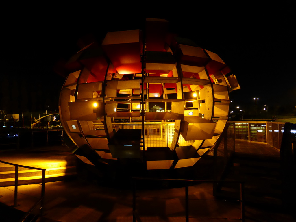 The `Fantasitron` attraction at the Madurodam miniature park, by night