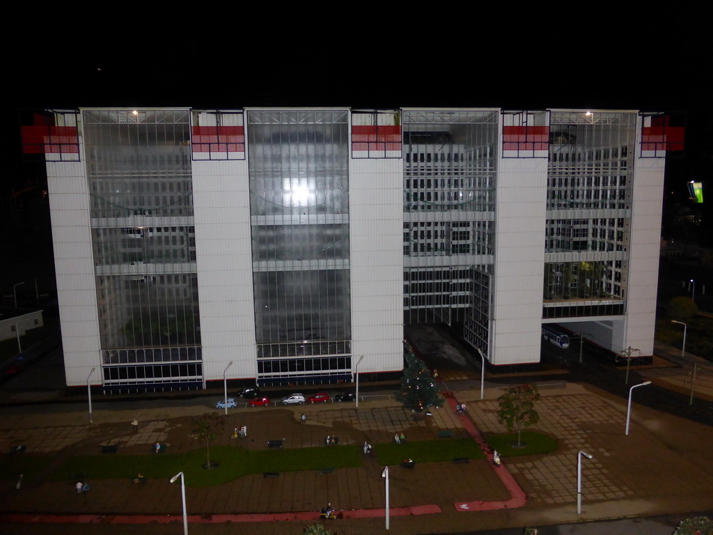 Scale model of the Ministry of Housing, Spatial Planning and the Environment building of The Hague, by night