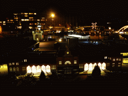 Scale model of the Groningen Railway Station at the Madurodam miniature park, by night