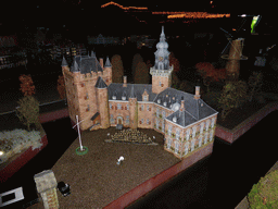 Scale model pf the Nijenrode Castle of Breukelen at the Madurodam miniature park, by night