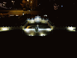 Scale model of the Het Loo Palace of Apeldoorn at the Madurodam miniature park, by night