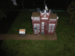 Scale model of the jam factory `De Betuwe` of Tiel at the Madurodam miniature park, by night