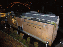 Scale model of the Heineken brewery of Amsterdam at the Madurodam miniature park, by night